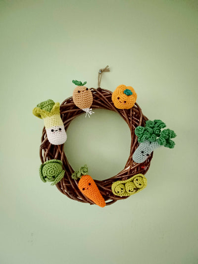 Handmade Amigurumi Root Baby Veg Wreath