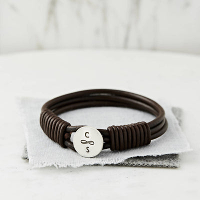 NEW Silver And Leather Infinity Bracelet