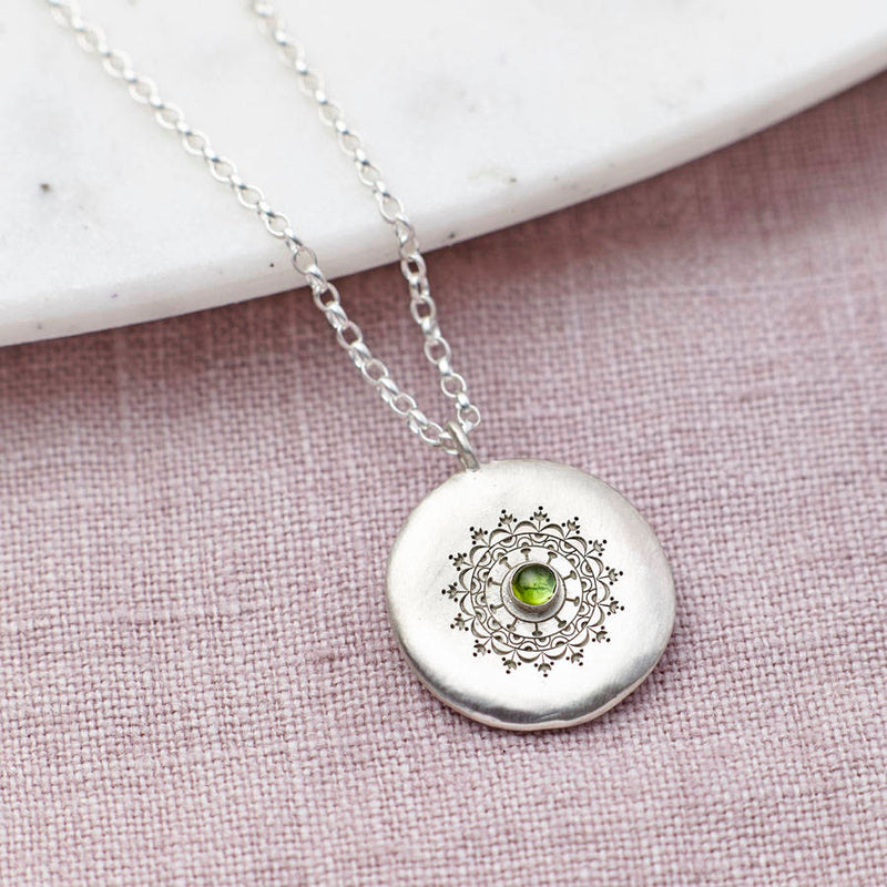 Personalised Sterling Silver And Peridot Necklace