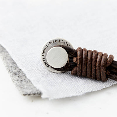 Silver And Leather Coded Coordinate Bracelet