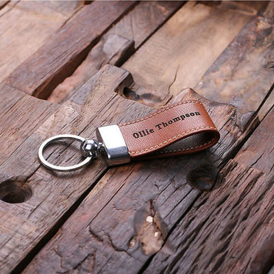 Customised Leather Keychain & Journal Gift Set