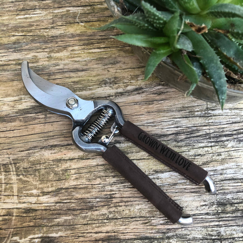 Personalised leather handled secateurs