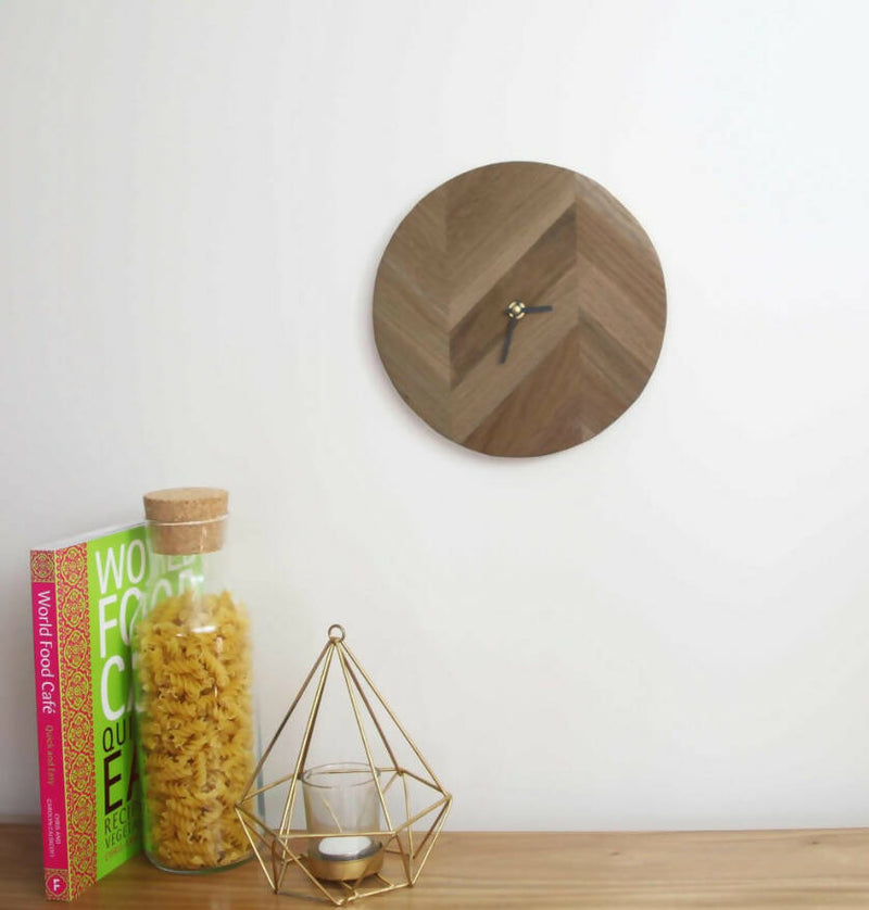 Herringbone Style Wooden Clock