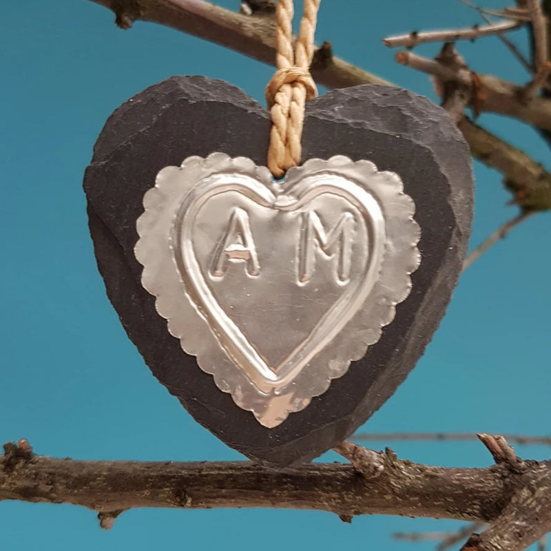 Couple Silver Heart Ornament