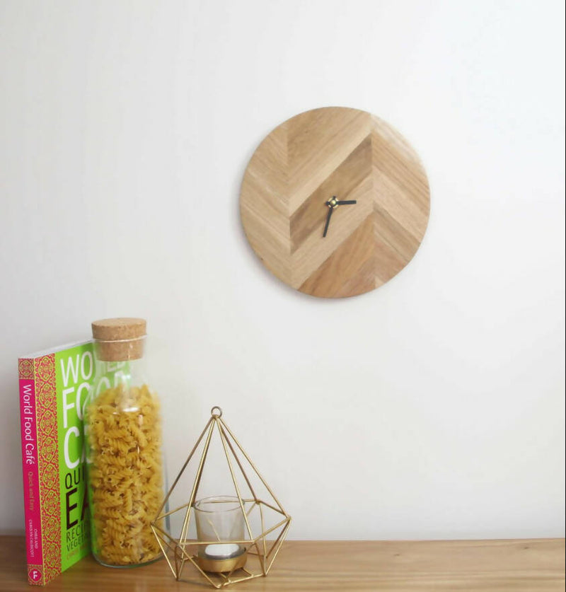 Herringbone Style Wooden Clock