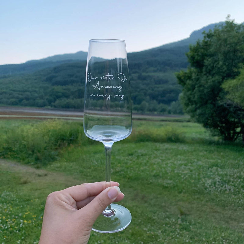 Bespoke Etched Glass/Crystal Champagne Flutes