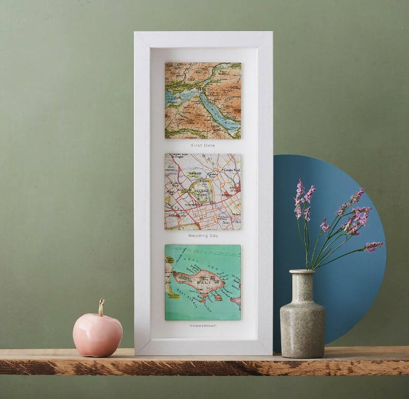 Three Squares Personalised Map Location Print