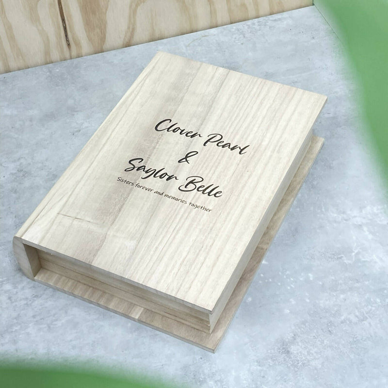 Personalised Wooden Book Keepsake Box