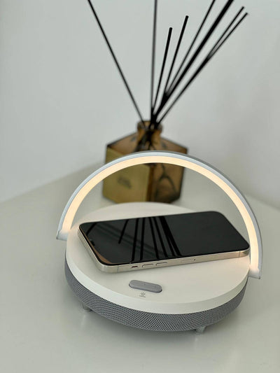 3-in-1 Portable LED Lamp with Bluetooth Speaker & Wireless Charger