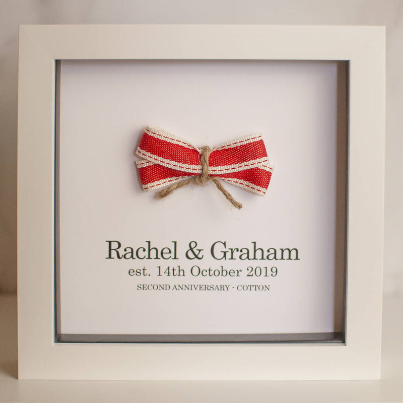 2nd Anniversary Handmade Personalised Cotton Framed Gift