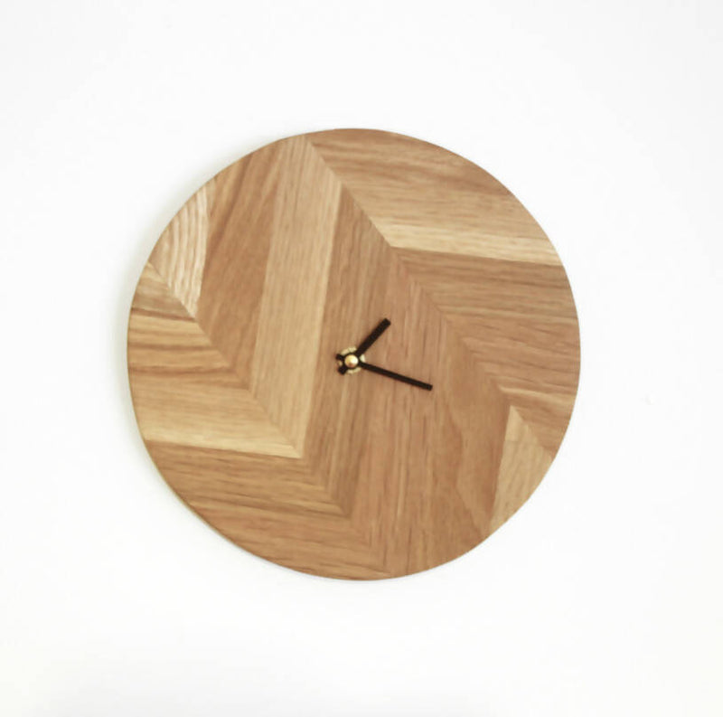 Herringbone Style Wooden Clock