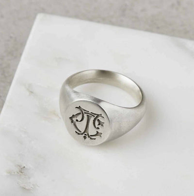 Personalised Sterling Silver Monogram Signet Ring